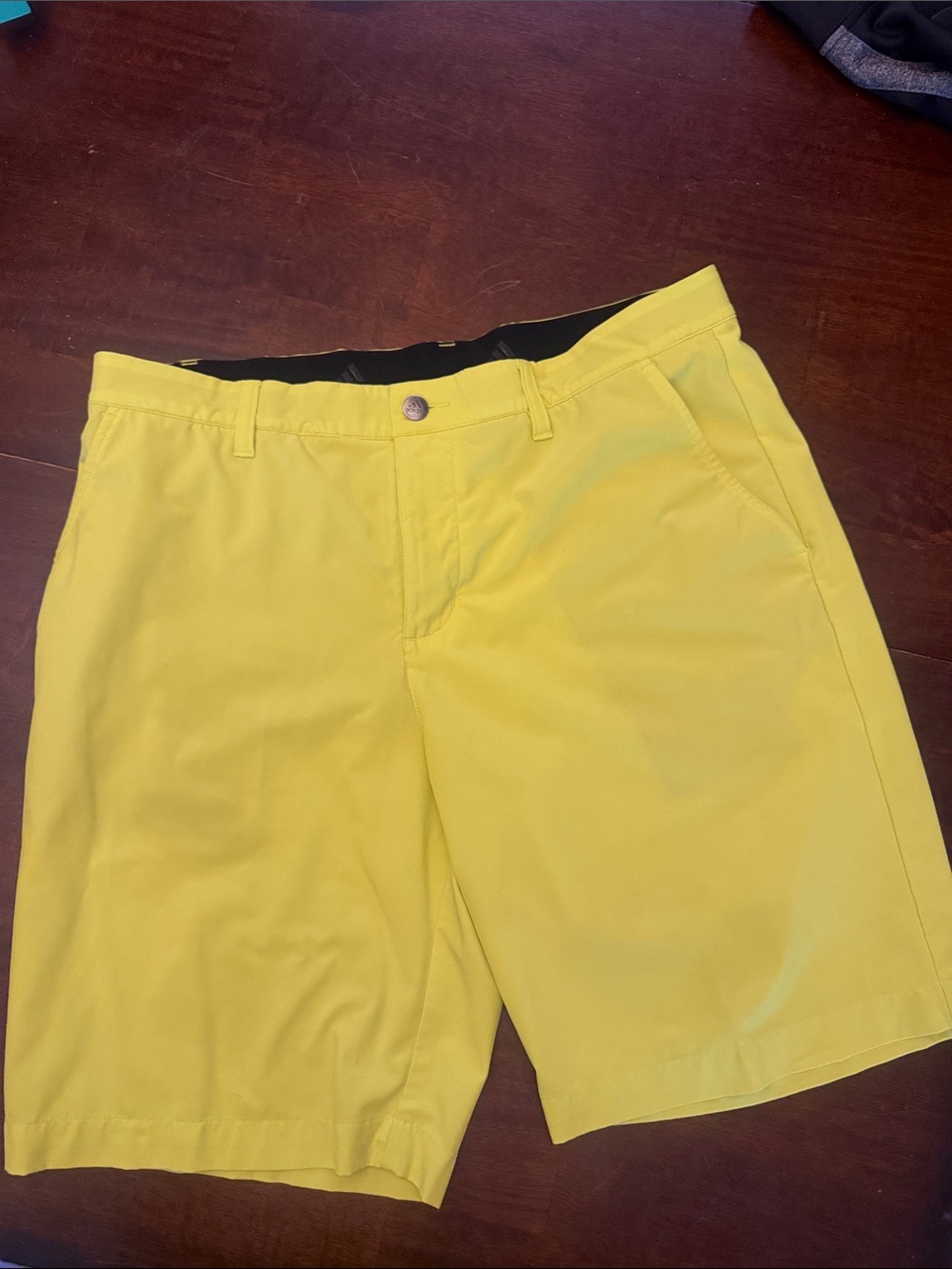 Adidas Men's Bright Yellow Flat-Front Golf Shorts